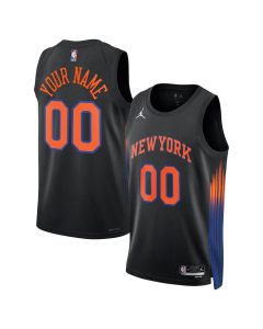 Men's New York Knicks Black Swingman Statement Edition Custom Jersey (Black)