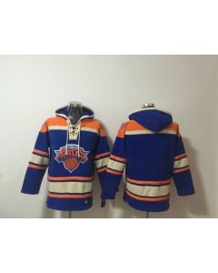 Men's New York Knicks Blue Lace-Up Pullover Hoodie (Blue)