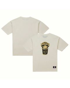 Men's New York Knicks Cream 2026 NBA Finals Champions Gold Coffee Cup T-Shirt
