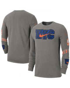 Men's New York Knicks Heather Charcoal 2022/23 City Edition Essential Expressive Long Sleeve T-Shirt