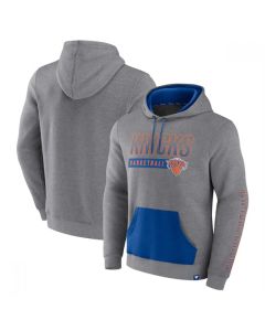 Men's New York Knicks Heathered Gray Off The Bench Color Block Pullover Hoodie