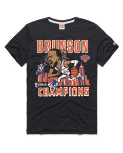 Men's New York Knicks Jalen Brunson Homage Charcoal 2026 NBA Finals Champions Signature Tri-Blend T-Shirt (Charcoal)