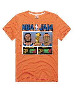 Men's New York Knicks Josh Hart & Jalen Brunson Homage Orange 2026 NBA Finals Champions Jam Tri-Blend T-Shirt (Orange)