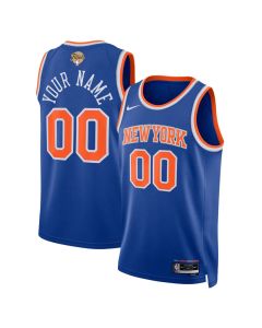 Men's New York Knicks Blue 2026 NBA Finals Patch Swingman Icon Edition Custom Jersey (Blue)