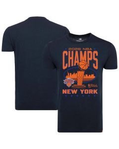 Men's New York Knicks Sportiqe Navy 2026 NBA Finals Champions Trophy Skyline T-Shirt (Navy)