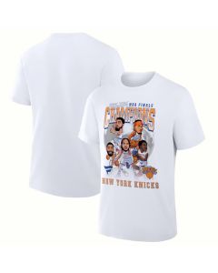 Men's New York Knicks White 2026 NBA Finals Champions Caricature Roster Heritage T-Shirt