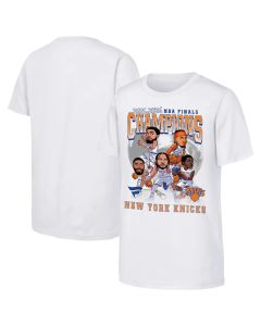 Men's New York Knicks White 2026 NBA Finals Champions Caricature T-Shirt