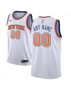 Men's New York Knicks White Customized Stitched NBA Jersey