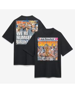 Men's New York Knicks x New York Post Black 2026 NBA Finals Champions Newspaper Cover Heavyweight T-Shirt (Black)
