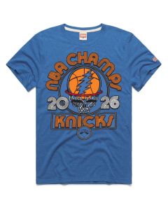 Men's New York Knicks x The Grateful Dead Homage Blue 2026 NBA Finals Champions Tri-Blend T-Shirt