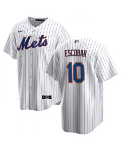 Men's New York Mets #10 Eduardo Escobar White Cool Base Stitched Jersey