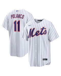 Men's New York Mets #11 Jorge Polanco White Home Replica Jersey