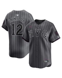 Men's New York Mets #12 Francisco Lindor Graphite 2024 City Connect Limited Player Jersey