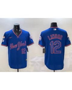 Men's New York Mets #12 Francisco Lindor Royal 2025 Spring Training Stitched Baseball Jersey (Royal)