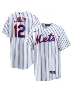 Men's New York Mets #12 Francisco Lindor White Cool Base Stitched Jersey