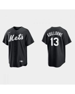 Men's New York Mets #13 Luis Guillorme Black Cool Base Stitched Baseball Jersey