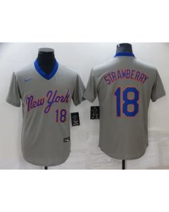 Men's New York Mets #18 Darryl Strawberry Grey Stitched Baseball Jersey