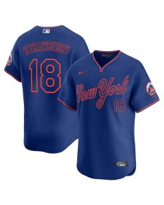 Men's New York Mets #18 Darryl Strawberry Royal Alternate 2025 Limited Stitched Jersey (Royal)