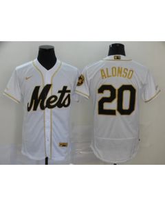 Men's New York Mets #20 Pete Alonso 2020 White Golden Flex Base Stitched MLB Jersey
