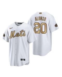 Men's New York Mets #20 Pete Alonso 2022 All-Star White Cool Base Stitched Baseball Jersey (White)