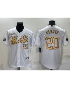 Men's New York Mets #20 Pete Alonso 2022 All-Star White Cool Base Stitched Baseball Jersey