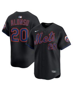 Men's New York Mets #20 Pete Alonso Black Alternate 2025 Limited Stitched Jersey (Black)
