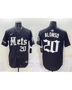 Men's New York Mets #20 Pete Alonso Black "Gotham Gothic Edition" Vapor Premier Limited Stitched Baseball Jersey