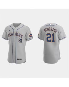 Men's New York Mets #21 Max Scherzer Grey Flex Base Stitched Jersey