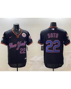 Men's New York Mets #22 Juan Soto Black 2025 Spring Training Stitched Baseball Jersey (Black)