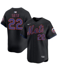 Men's New York Mets #22 Juan Soto Black Alternate 2025 MLB Limited Jersey