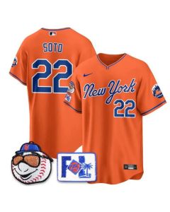 Men's New York Mets #22 Juan Soto Orange 2025 Spring Training Stitched Baseball Jersey