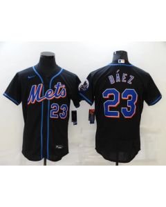 Men's New York Mets #23 Javier Baez Black Flex Base Stitched Jersey