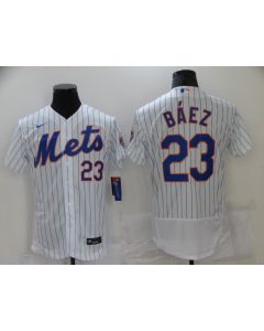 Men's New York Mets #23 Javier Baez White Flex Base Stitched Baseball Jersey