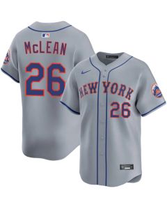 Men's New York Mets #26 Nolan McLean 2026 Grey Limited Stitched Baseball Jersey
