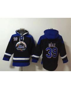 Men's New York Mets #39 Edwin Diaz Black/Blue Ageless Must-Have Lace-Up Pullover Hoodie