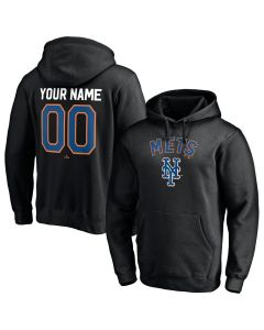 Men's New York Mets Black Cooperstown Winning Streak Alternate Custom Name & Number Pullover Hoodie (Black)