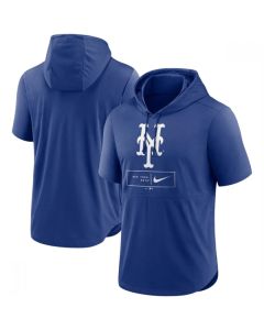 Men's New York Mets Blue Short Sleeve Pullover Hoodie