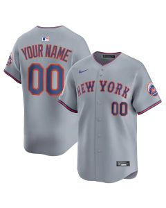 Men's New York Mets Nike Gray Road Limited Custom Jersey (Gray)