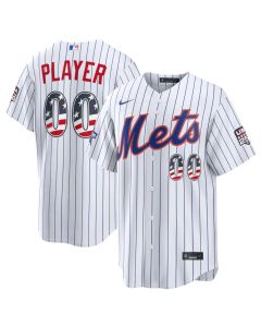 Men's New York Mets White 2026 All-Star Edition Stars & Stripes Stadium Custom Jersey