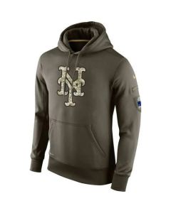 Men's New York Mets Olive Salute To Service KO Performance Hoodie