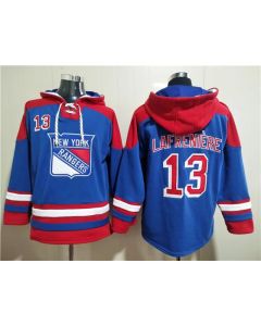 Men's New York Rangers #13 Alexis Lafreniere Blue Ageless Must-Have Lace-Up Pullover Hoodie