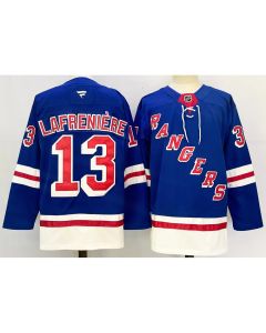 Men's New York Rangers #13 Alexis Lafreniere Royal 2024-25 Home With A Patch Stitched Hockey Jersey