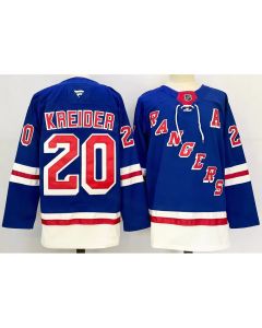 Men's New York Rangers #20 Chris Kreider Royal 2024-25 Home With A Patch Stitched Hockey Jersey