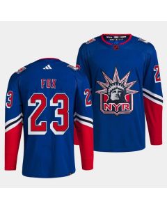 Men's New York Rangers #23 Adam Fox Blue 2022-23 Reverse Retro Stitched Jersey