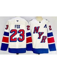 Men's New York Rangers #23 Adam Fox White 2024-25 Stadium Series Stitched Jersey