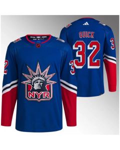Men's New York Rangers #32 Jonathan Quick Blue Reverse Retro Stitched Jersey