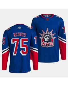 Men's New York Rangers #75 Ryan Reaves Blue 2022-23 Reverse Retro Stitched Jersey