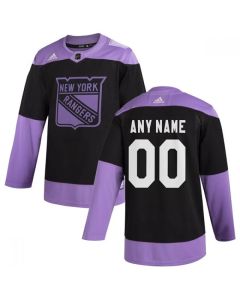 Men's New York Rangers Black Hockey Fights Cancer Custom Practice NHL Stitched Jersey