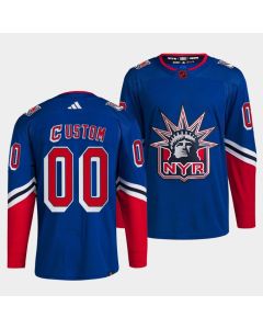 Men's New York Rangers Custom Blue 2022-23 Reverse Retro Stitched Jersey