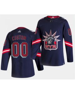 Men's New York Rangers Navy Personalized Authentic 2021 Reverse Retro Special Edition Stitched NHL Jersey